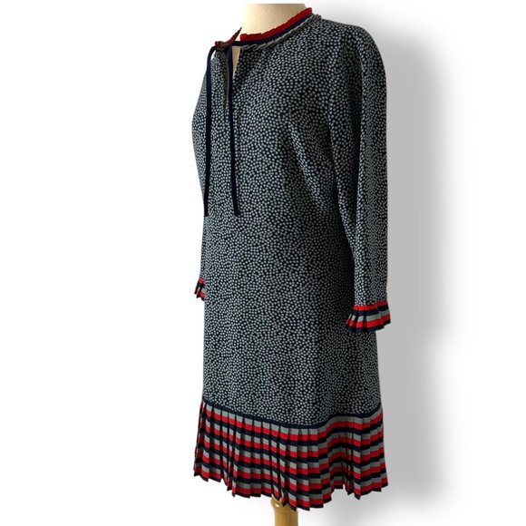 Boden Lara Pleat Detail Dress Navy Polka Dot 10P Above Knee NWOT Red Gray Blue - Picture 3 of 10